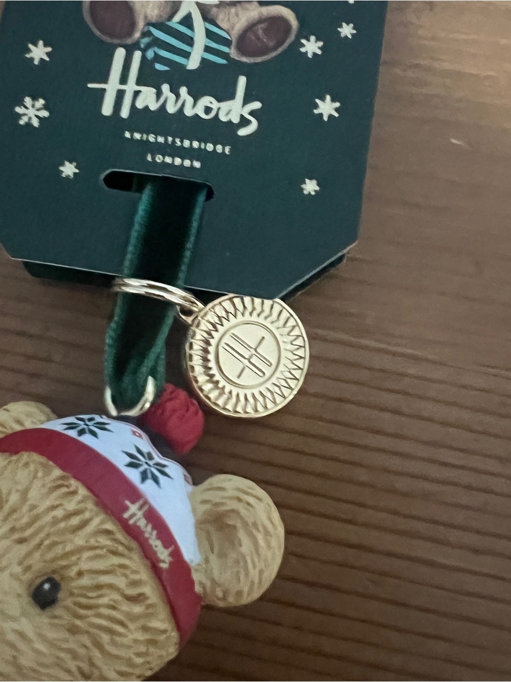 Harrods 2026 Christmas Bear Decoration in Red, Green & Gold Holiday Charm - Picture 3 of 6